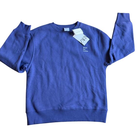 NWT ZARA Girls Printed Washed Sweatshirt Blue Purple Size 13/14 Kids Tween - Picture 2 of 6